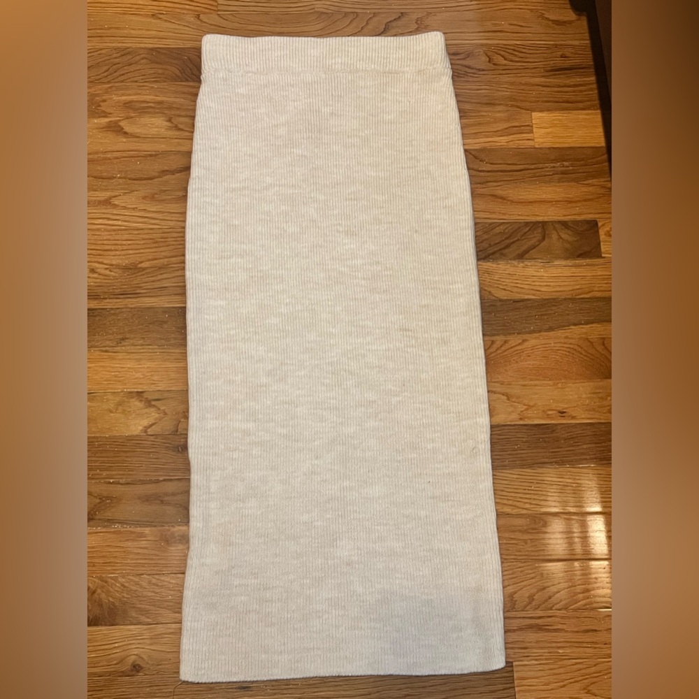 White knit midi skirt